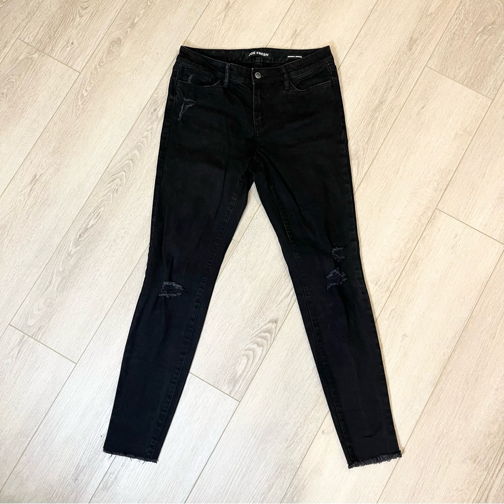 JOE FRESH Distressed Black Women's Skinny Jeans - FREE SHIPPING on Bundles $85+
